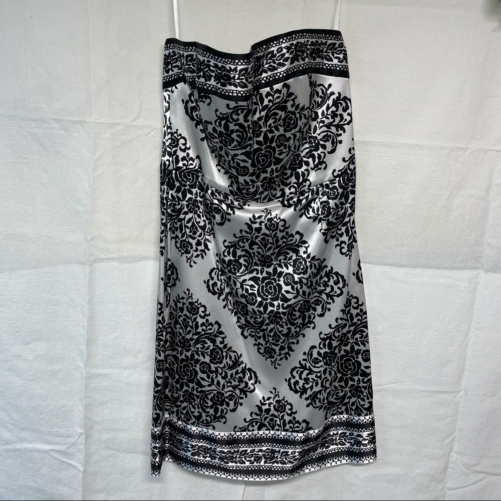 White House Black Market B&W satin dress